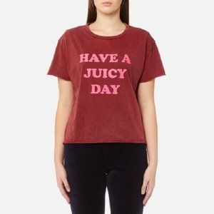 JUICY COUTURE Have a Juicy Day Crop Tee Shirt Top Ruby Crown ( S )